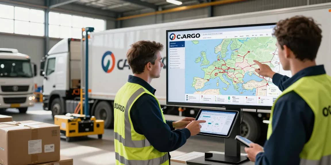 Ocargo internationaler Transport von Dortmund durch effiziente Logistik mit modernen Technologien und Teamarbeit in einem dynamischen Lagerhaus.