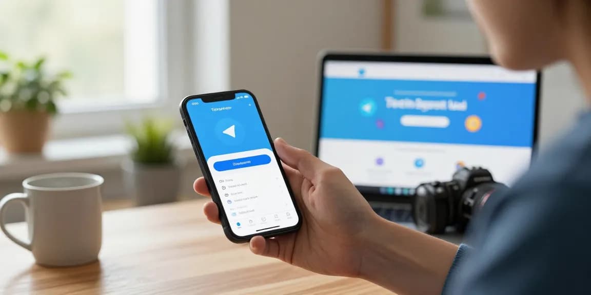 telegram china ios download guide showcasing user-friendly Telegram app interface on an iOS device with a relaxed home office atmosphere.