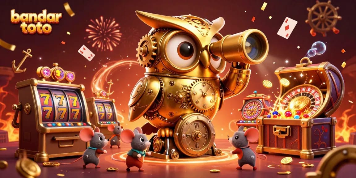 Engage in thrilling games at bandar toto, featuring a dynamic casino scene with vibrant characters and rich elements.