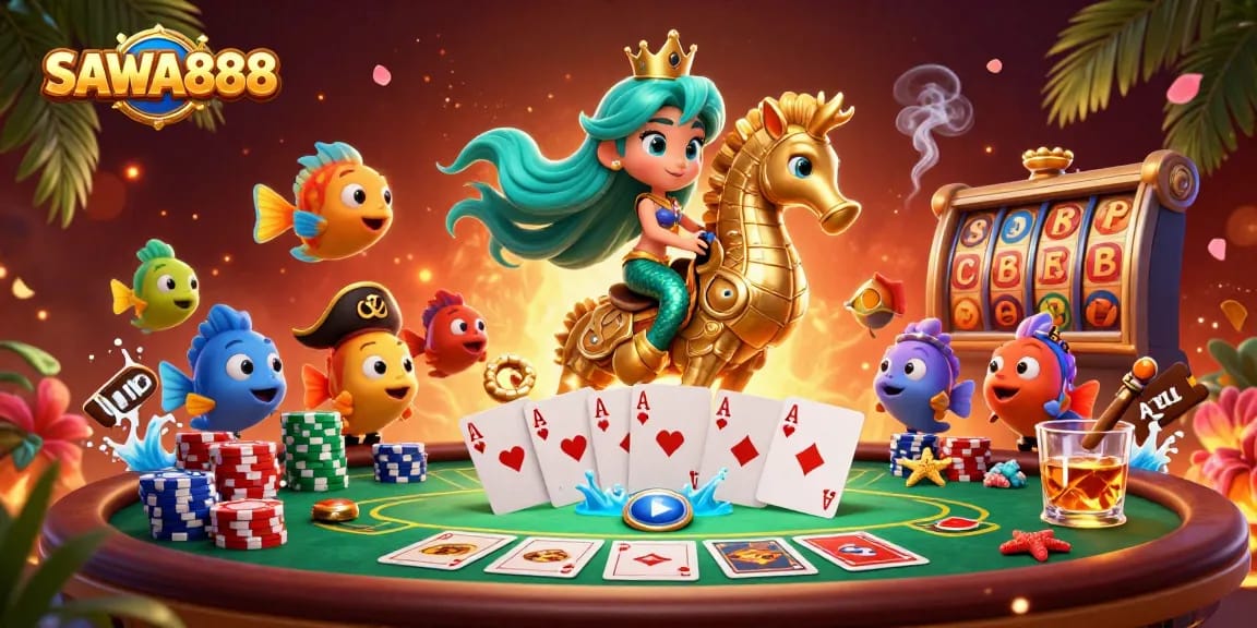 Experience thrilling gaming action with SAWA888 in a vibrant tale of casino adventure.