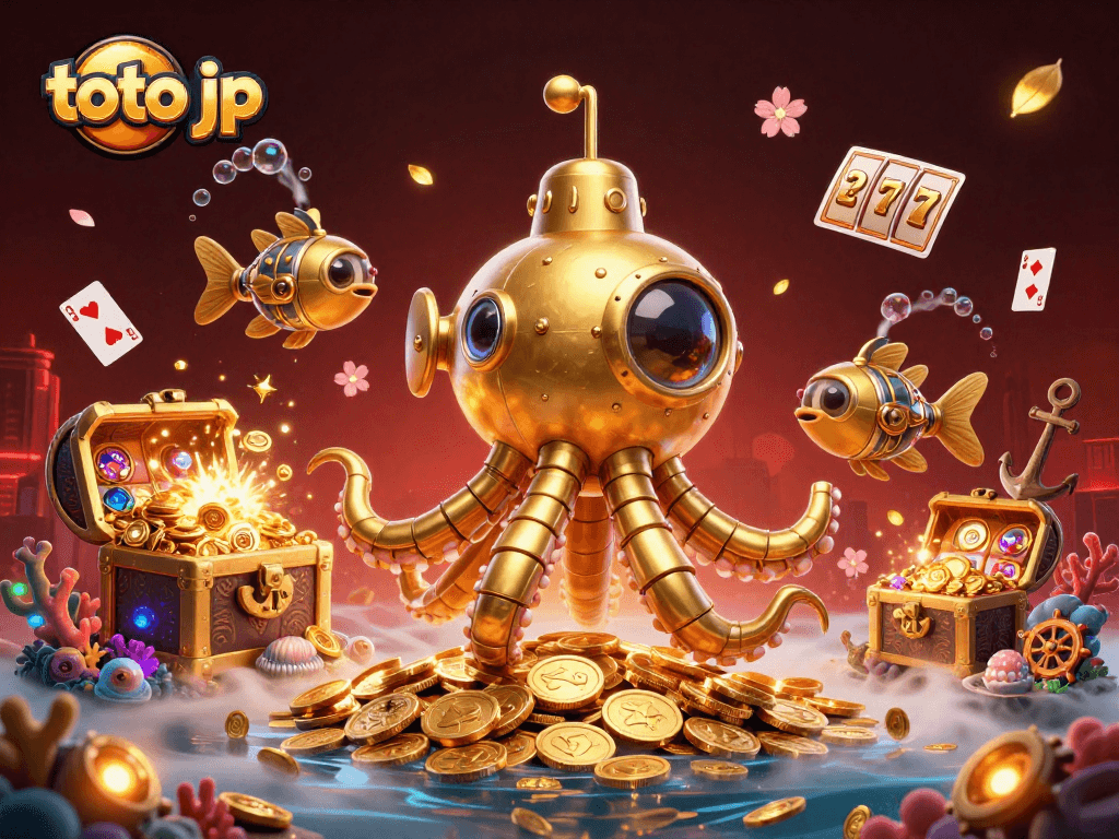 Experience exciting gaming action with toto jp in a dynamic underwater scene filled with gold coins and colorful gaming elements.