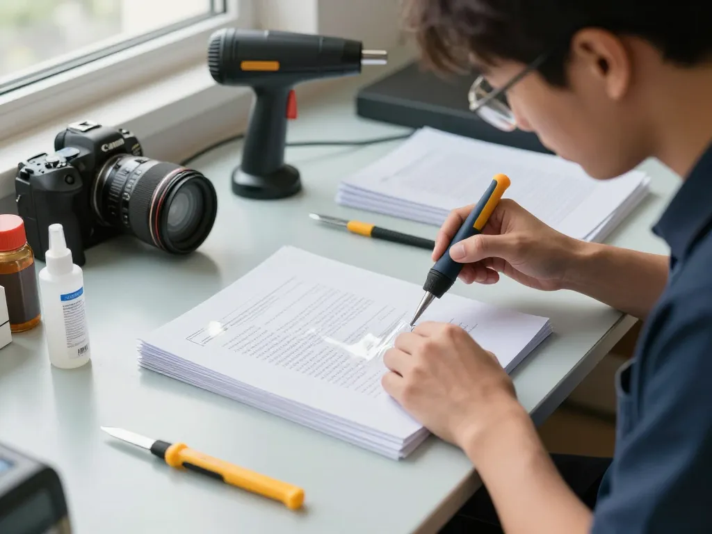 Expertly removing plastic layers using careful techniques for document restoration, cách gỡ lớp ép plastic shown in action.
