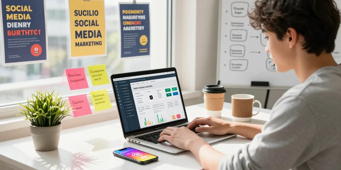 Young influencer analyzing deutsche instagram follower kaufen strategies in a vibrant workspace.
