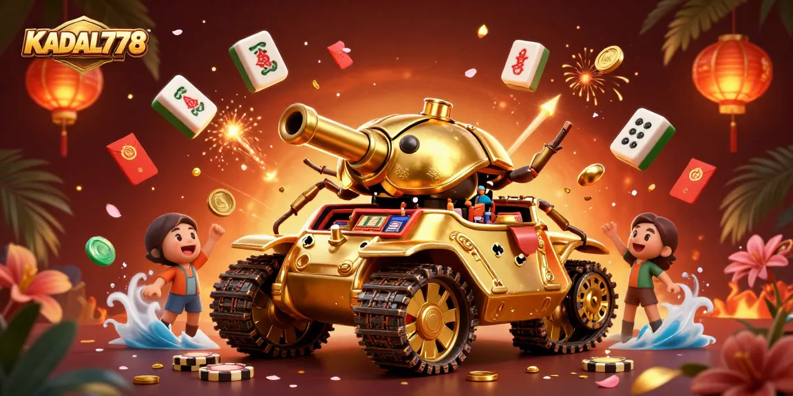 KADAL778 revels in a vibrant casino scene bursting with confetti, coins, and festive decorations