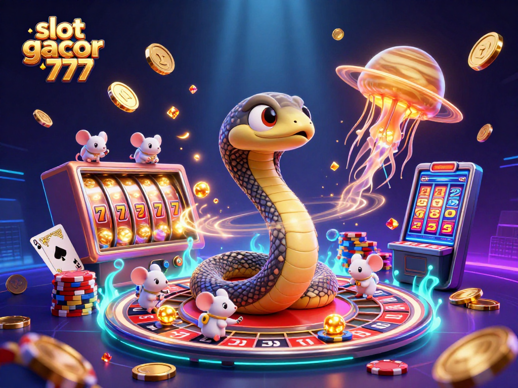 Engage with slot gacor 777 in a vibrant 3D casino scene filled with excitement and winning potential.
