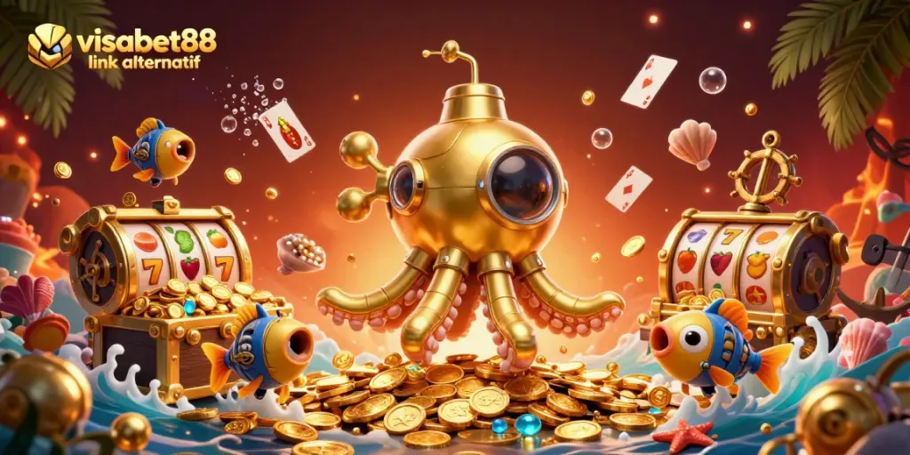 Enjoy thrilling gameplay at visabet88 link alternatif with vibrant scenes of slots and golden treasures.