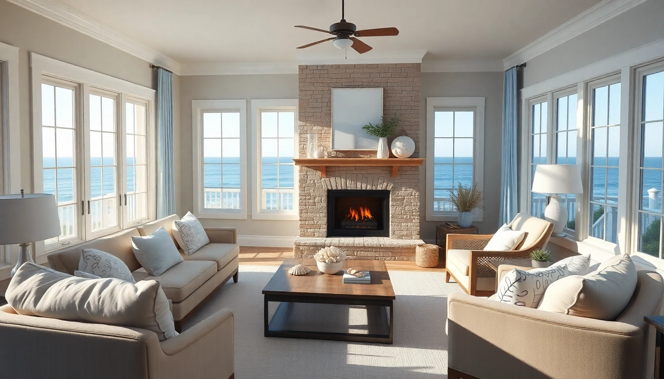 Cape Cod homes featuring a cozy living room with natural light and elegant beach-themed decor.