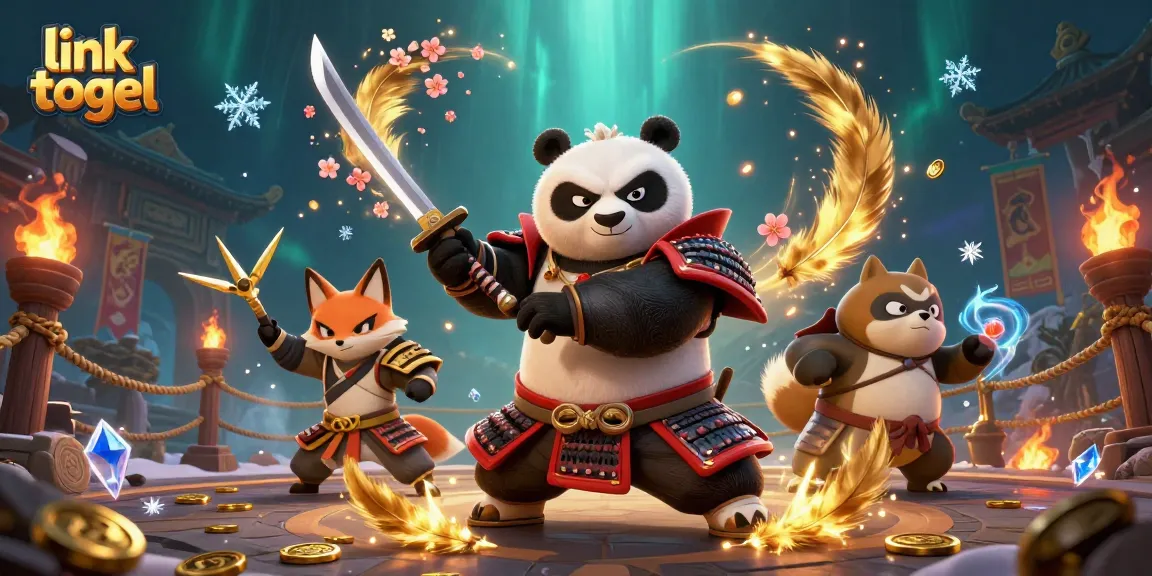 Experience thrilling action with link togel in this vibrant 3D casino scene featuring samurai and ninja elements.