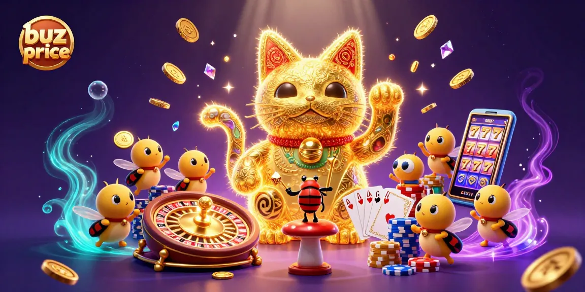 Experience thrilling wins with buzprice at the vibrant online casino featuring golden fireflies and lucky symbols.