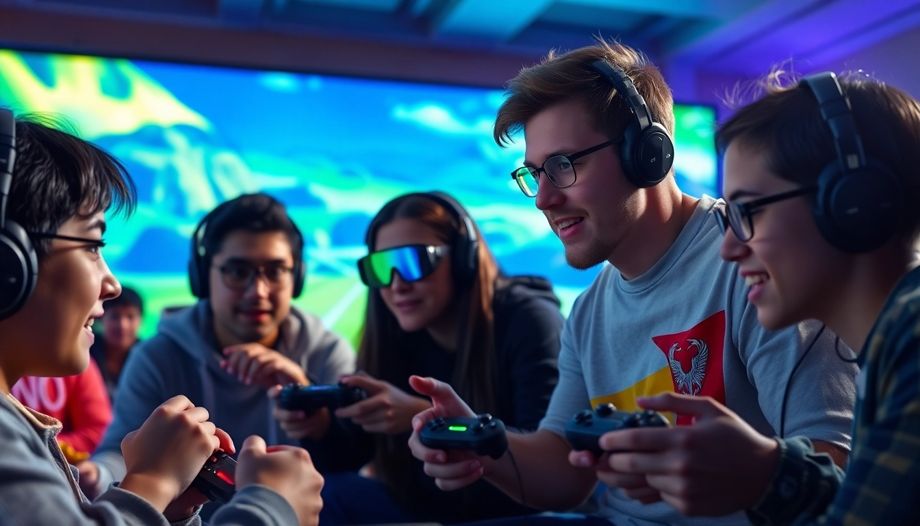 Players immersed in the yono game, showcasing excitement amidst vibrant gaming setup.