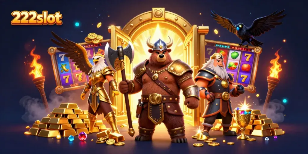 Gandakan peluang di 222slot dengan Viking dan Eagle bertarung di harta karun.