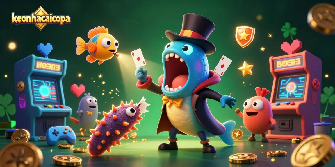 Engage in thrilling action at keonhacaicopa with vibrant casino-themed underwater characters.