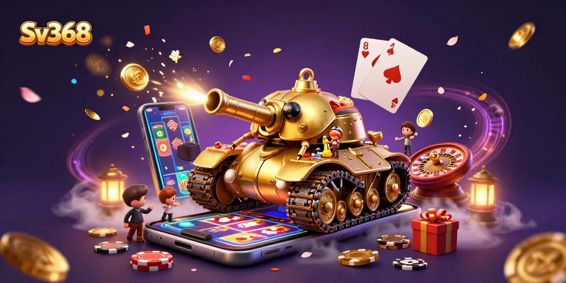 Experience thrilling casino adventures at Sv368 with 3D casino illustration featuring rich colors and engaging elements.