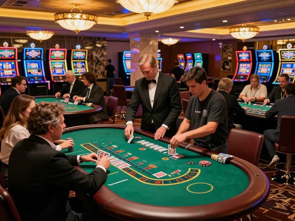Players enjoying blackjack games at ALO8 casino, highlighting dynamic gameplay and social interaction.