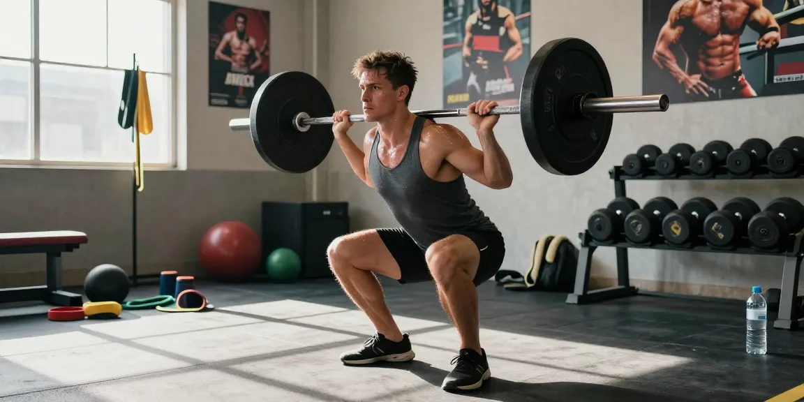 Astera Shop fitness equipment scene with athlete demonstrating strength training