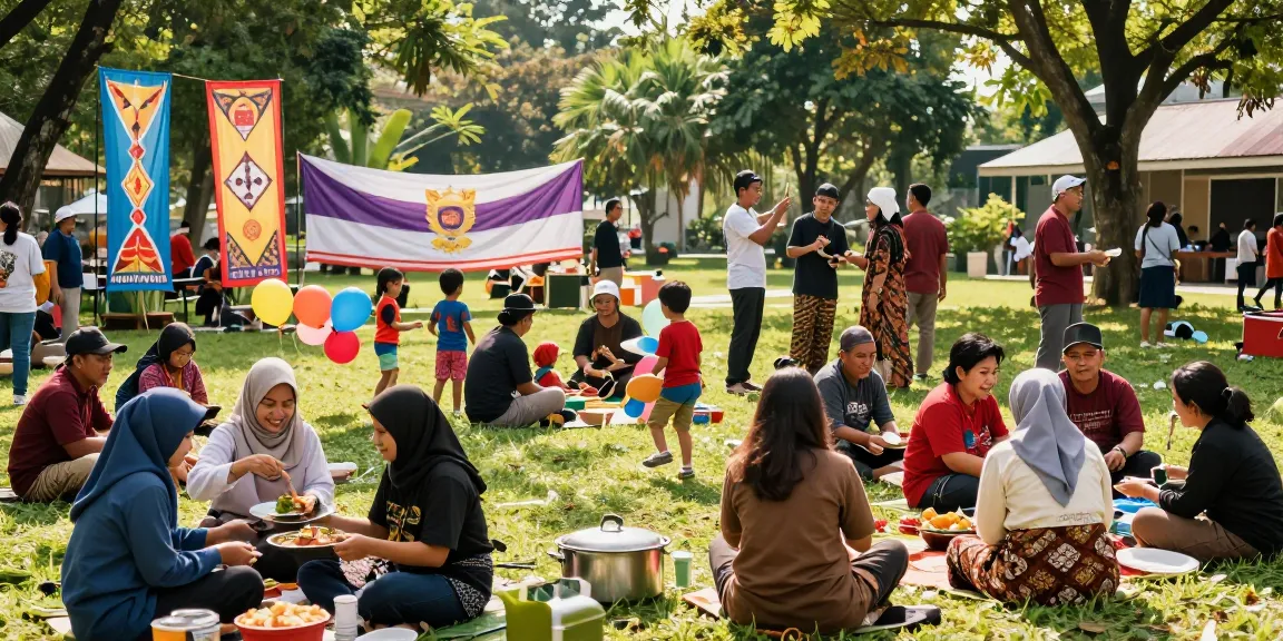 Aktivitas komunitas Leci123 yang meriah di taman, menunjukkan keragaman masyarakat dan keceriaan.