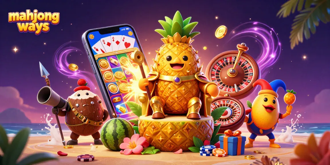 Experience mahjong ways with a vibrant casino scene featuring a golden pineapple king and dynamic game elements.
