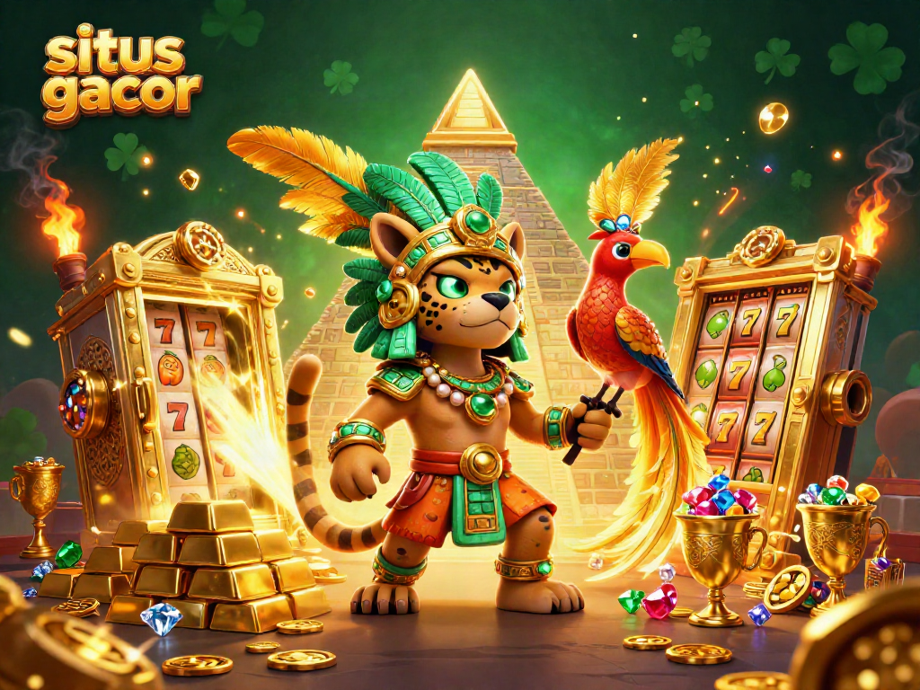 Engage in thrilling slots action on situs slot gacor as a Mayan jaguar priest and quetzal bird celebrate rich treasures and jackpots.