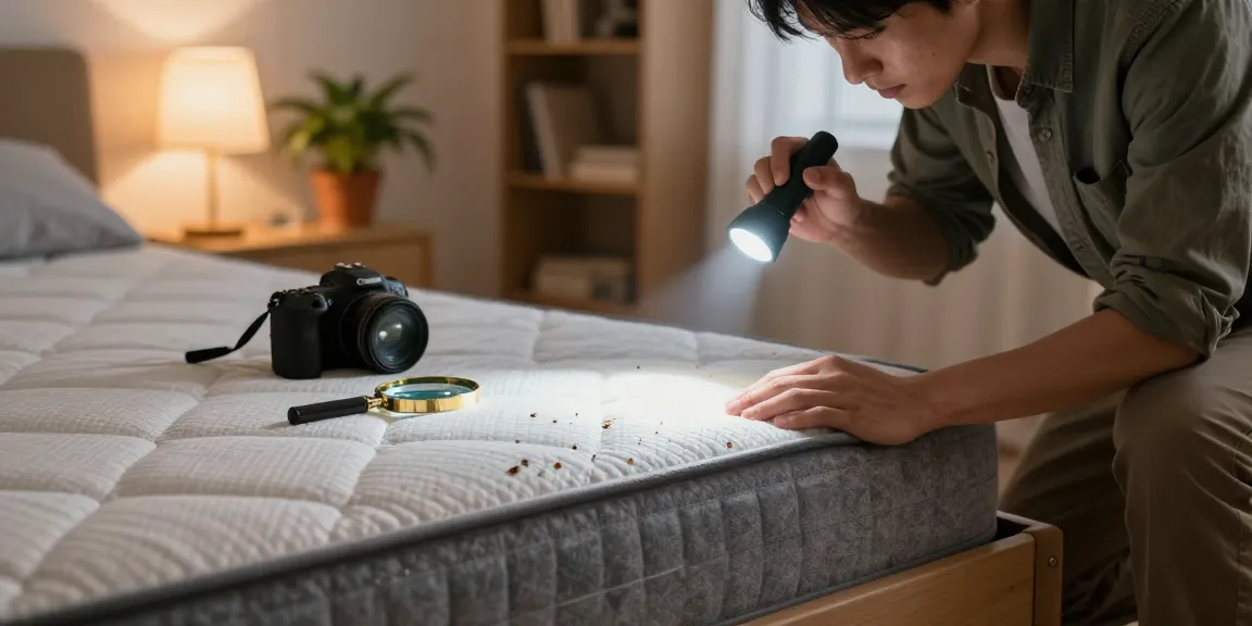 Bed bug exterminators inspecting a residential mattress for signs of infestation.