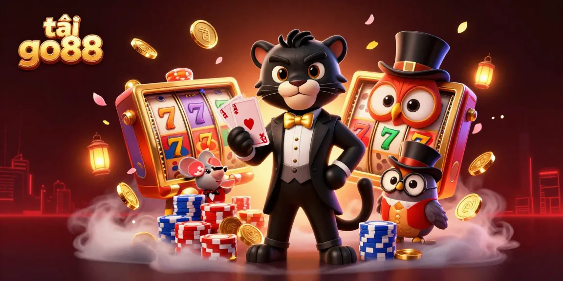 Engage in thrilling gameplay with tải go88, featuring an elegant panther dealer and vibrant casino elements.