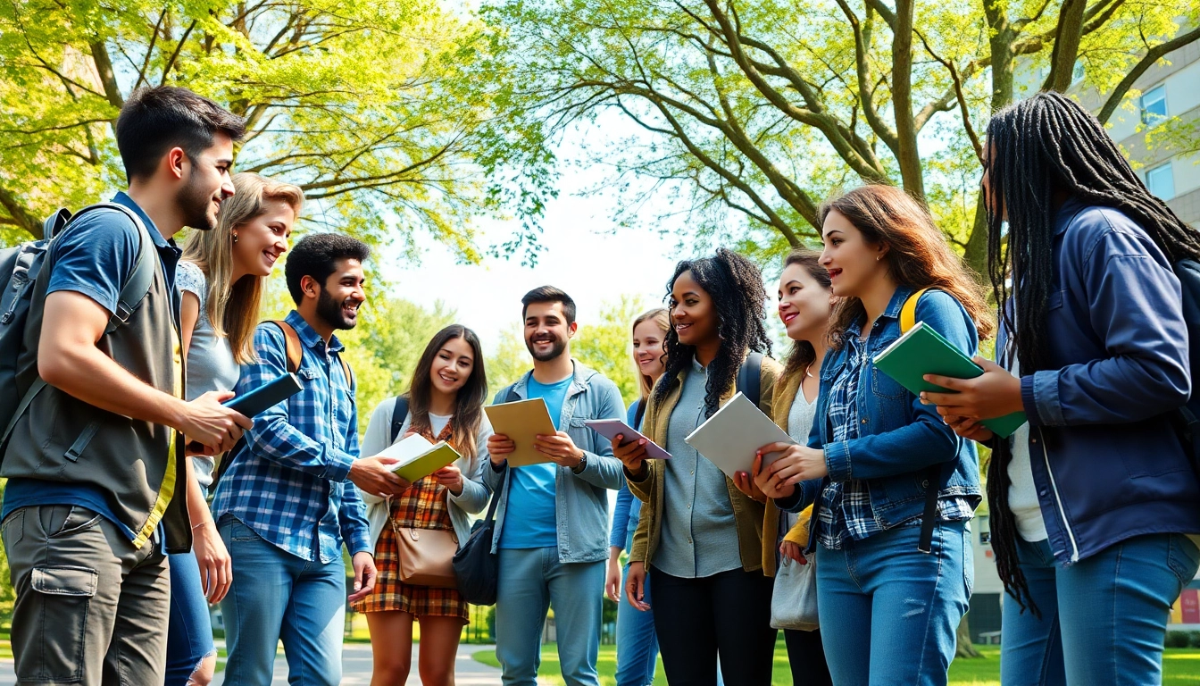 Engaging in leadership extracurriculars, diverse young leaders collaborate outdoors.
