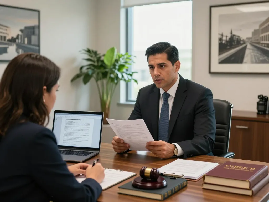 Tampa criminal lawyer Daniel J. Fernandez consulting with a client in a modern office setting.