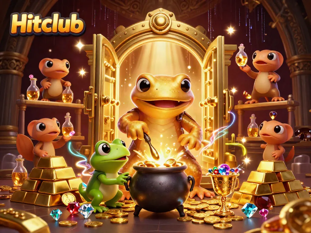 Experience Hitclub's enchanting gold transmutation scene, full of riches and casino magic.