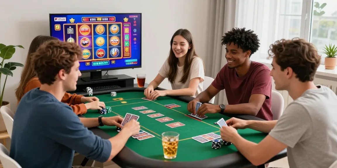 Group enjoying credit card casinos with friends at a fun gaming night.