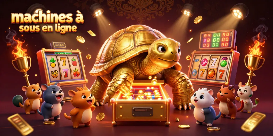 Jouez aux machines à sous en ligne avec une tortue dorée et des symboles de jackpot.