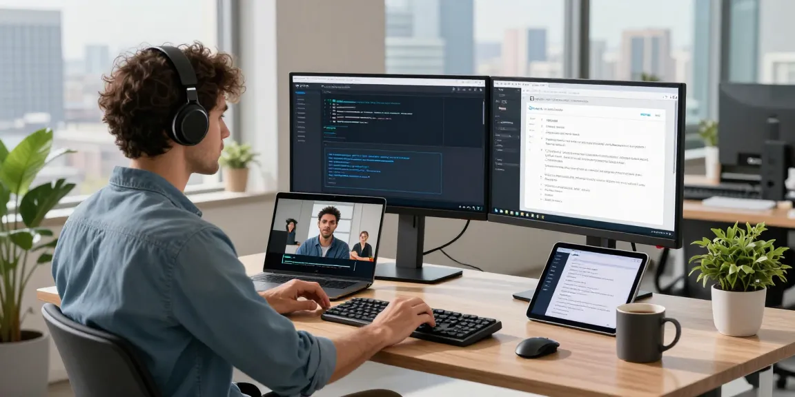 OpenClawd automation in a modern tech workspace with dual monitors and coding tools.