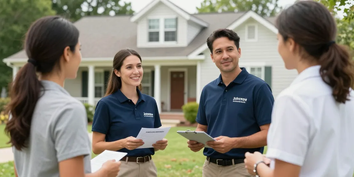 Trusted home buyers in Johnson City, Tennessee, meeting clients at a local home, showcasing professional service in the community.