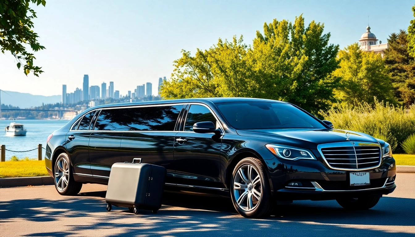 Travel in style with a premium limo vancouver to seattle service featuring a luxurious black limousine.