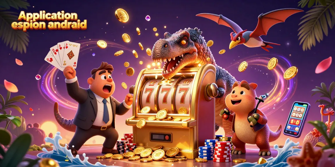 Un pachycephalosaurus frappe une machine à sous, générant des pièces d'or. application espion android