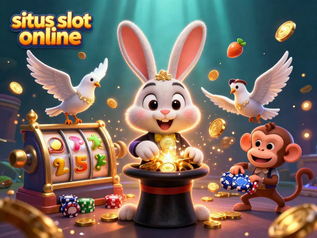 Menangkan permainan di situs slot online dengan koin emas dari topi sihir dan simbol buah yang berkilauan.