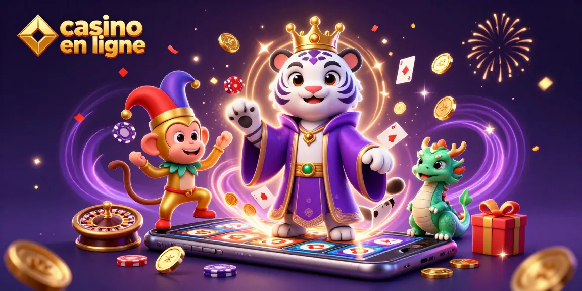 Jouez au casino en ligne avec un tigre royal, un singe jongleur et un dragon jade dynamique.