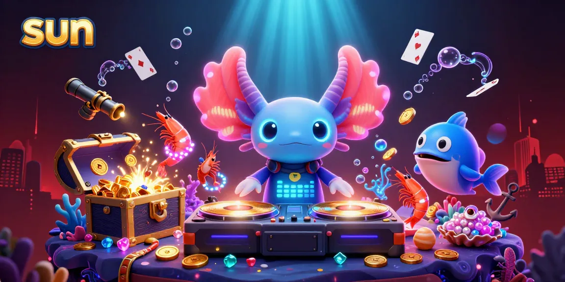 Spin to win with sun-inspired characters in a vibrant underwater casino scene.